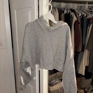 Aritzia TNA Gray Cropped Hoodie